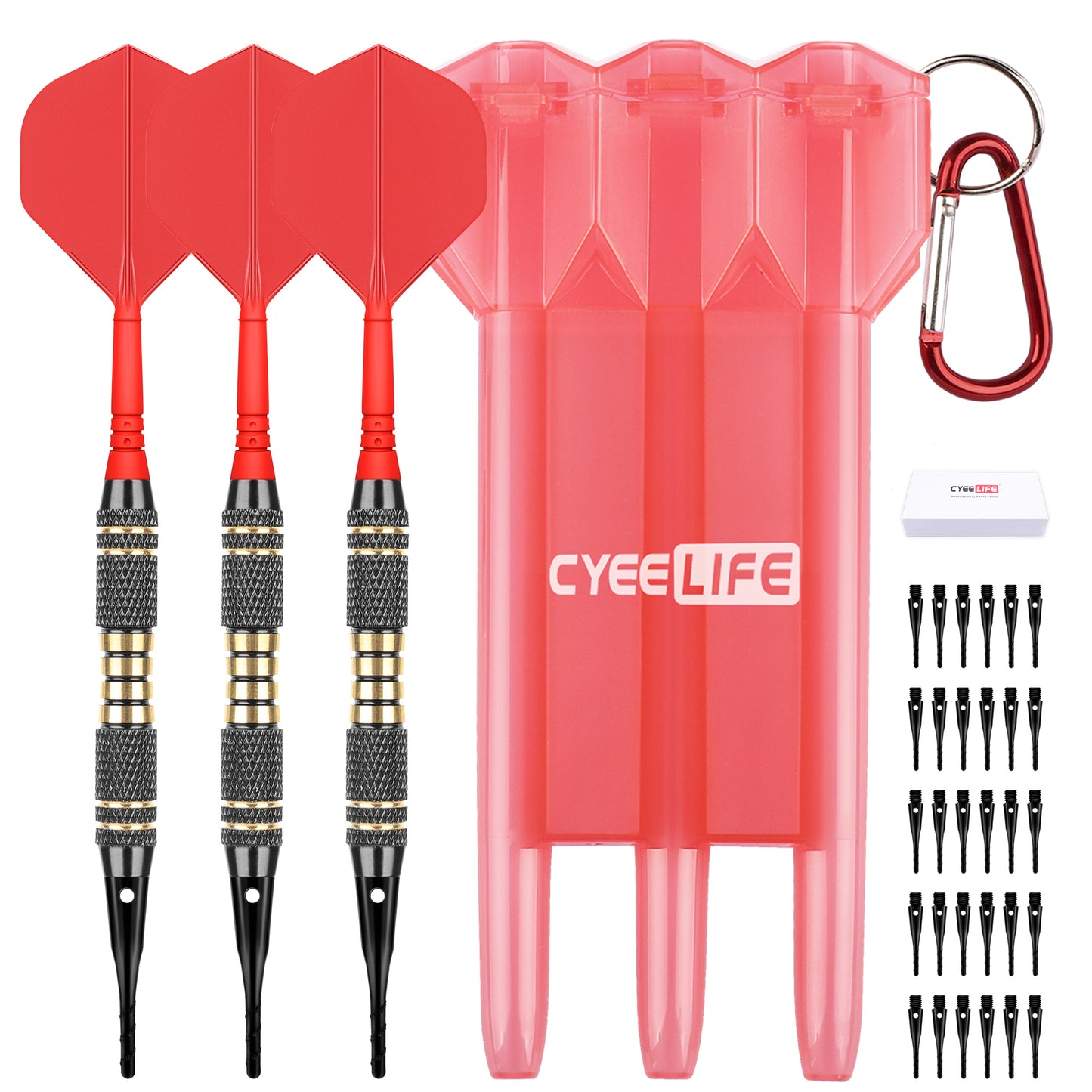 18g Brass soft darts set with one piece flights and case