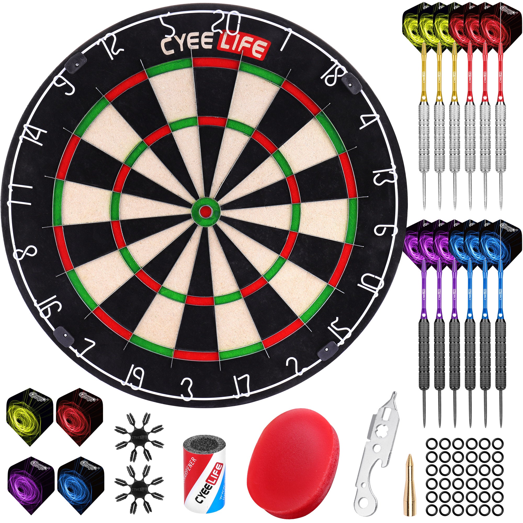 thumbnail image 2 of CyeeLife Professional 18-inch Sisal Dartboard For Steel Tip Darts - Tournament Quality Bristle Board 2 of 11