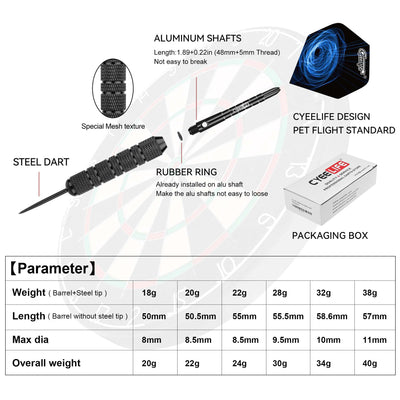 20/22/24/30/34/40g Steel tip darts with all shafts,12PCS