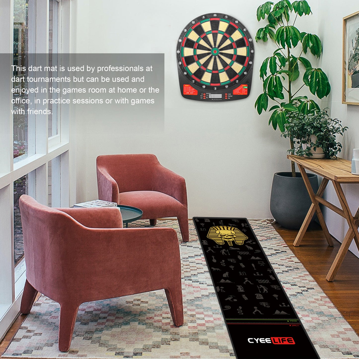 ZD05A DartBoard Mat 65 * 295cm,Dart Board Accessory For Steel And Soft Dart Games