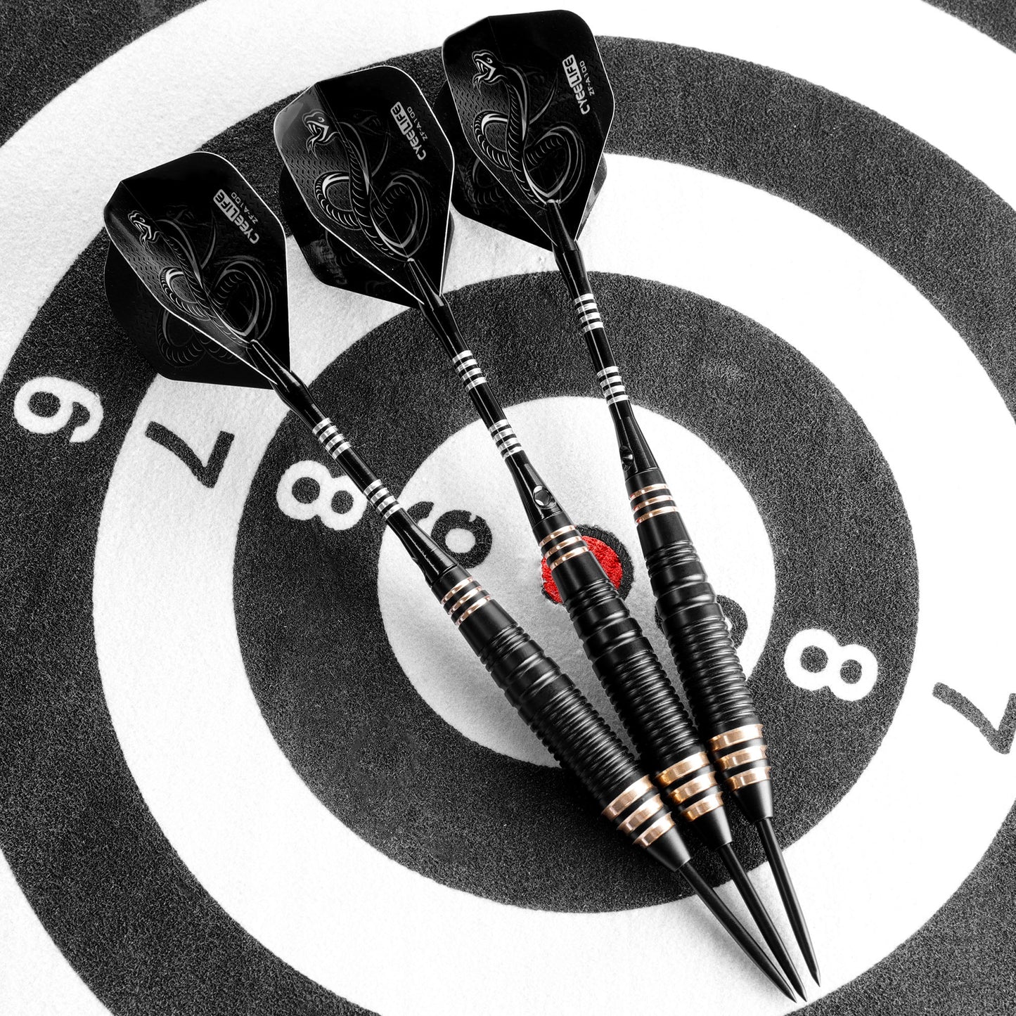 ZF09 26g Brass Steel Tip Darts Set of 3, 3 Aluminum + 3 PC Shafts, 6 PTE Flights, Case & Sharpener