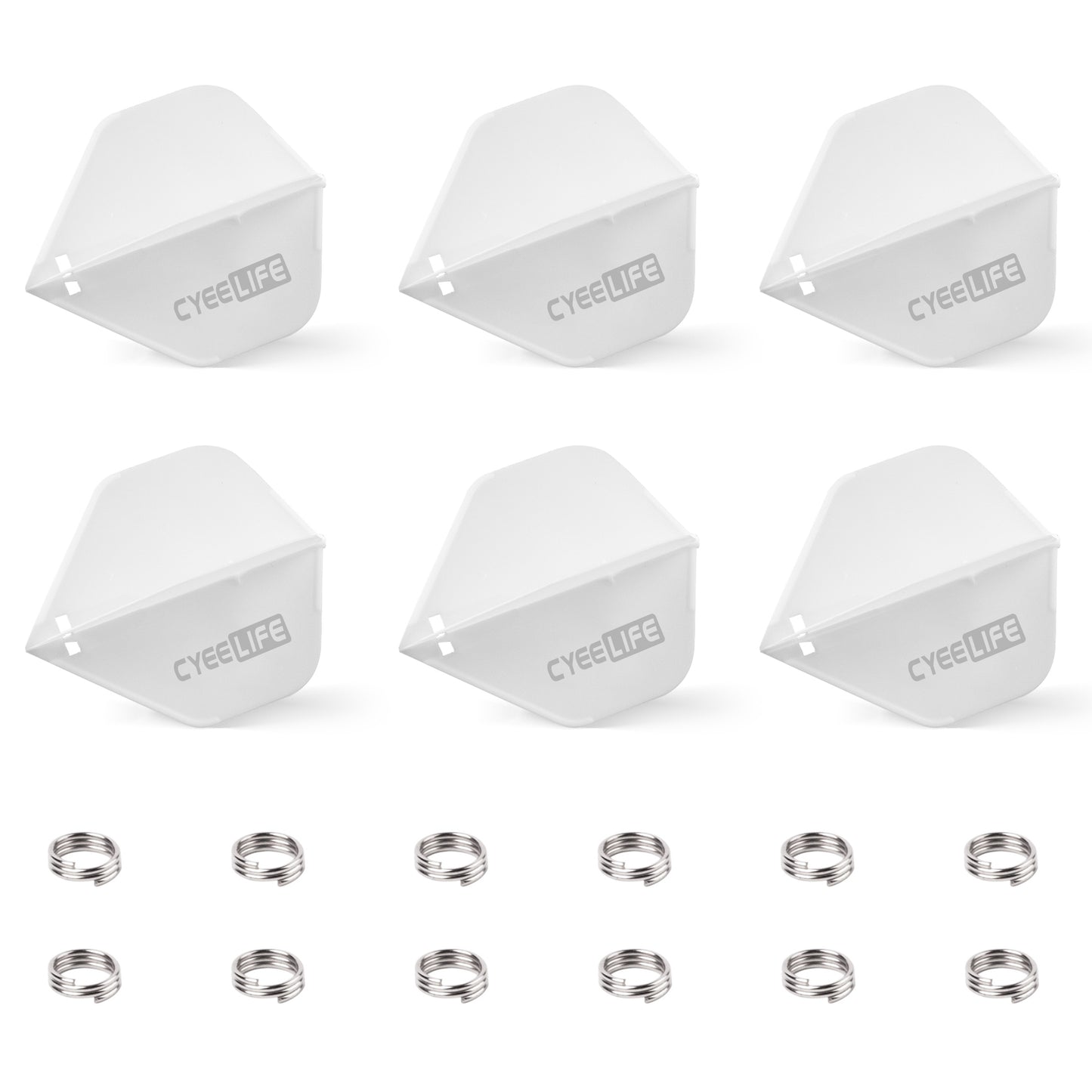 CF04 Dart Flights aus Kunststoff, 6 Stück + 12 O-Ringe aus Metall, Schwarz/Weiß/Blau/Rot