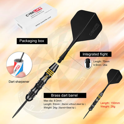 26g Brass Steel Tip Darts With Carry Case and sharpener,7 colors