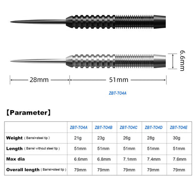 ZH05 3pcs 90% Professional Tungsten Steel Tip Darts Barrels 21/23/26/28/30/34/38g 2BA&2BA,No Accessories parts