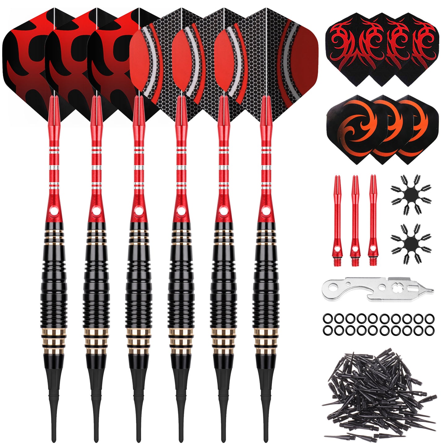 SOFT TIP DARTS BRASS SET 18G WITH CARRY CASE 6PCS