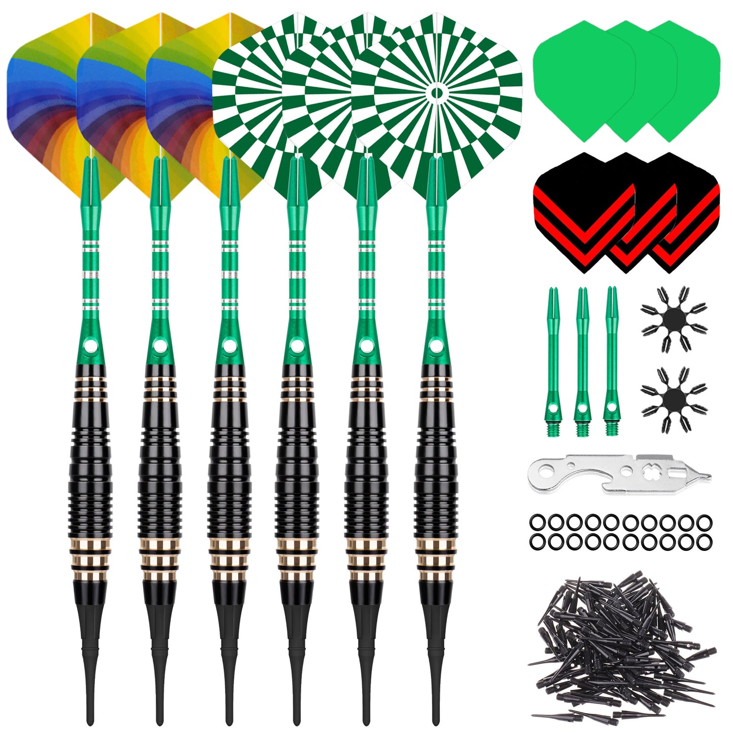 SOFT TIP DARTS BRASS SET 18G WITH CARRY CASE 6PCS