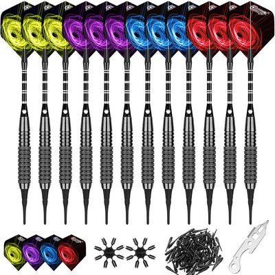 Soft Tip Darts 16/18/20/24g with extra accessories,black/silver