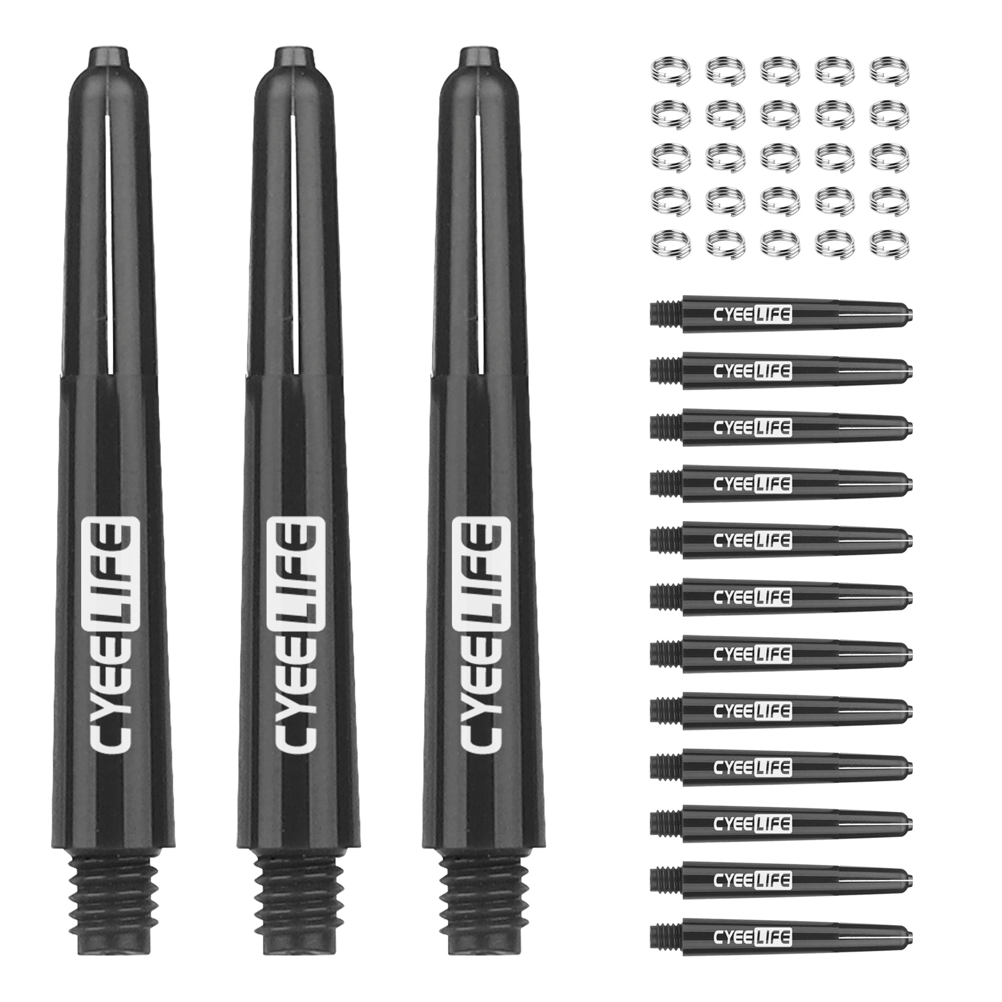 ZS02A,(XS/S/M/L/XL)15pcs PVC Dart Shafts+20pcs Metal o Rings,28/35