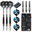 ZF09 26g Brass Steel Tip Darts Set of 3, 3 Aluminum + 3 PC Shafts, 6 PTE Flights, Case & Sharpener