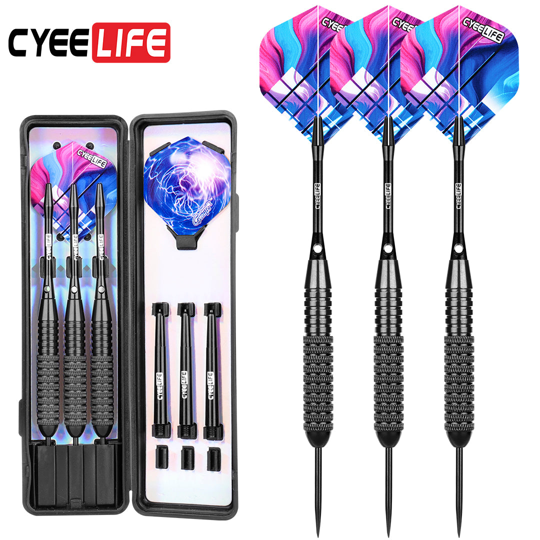 ZB02 Steel tip DARTS SET 28G with plastic dart case and Extra accessories （Dart barrel 26g )