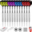 12 Pack Steel Tip Darts, Professional Metal Dart Set with 12 Premium Aluminum Shafts and 4 Style PET Flights and Sharpener,24Grams