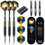 ZF07 26g Brass Steel Tip Darts Set of 3 with Sharpener, 3 Aluminum + 3 PC Shafts, 6 PTE Flights