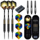 ZF07 26g Brass Steel Tip Darts Set of 3 with Sharpener, 3 Aluminum + 3 PC Shafts, 6 PTE Flights