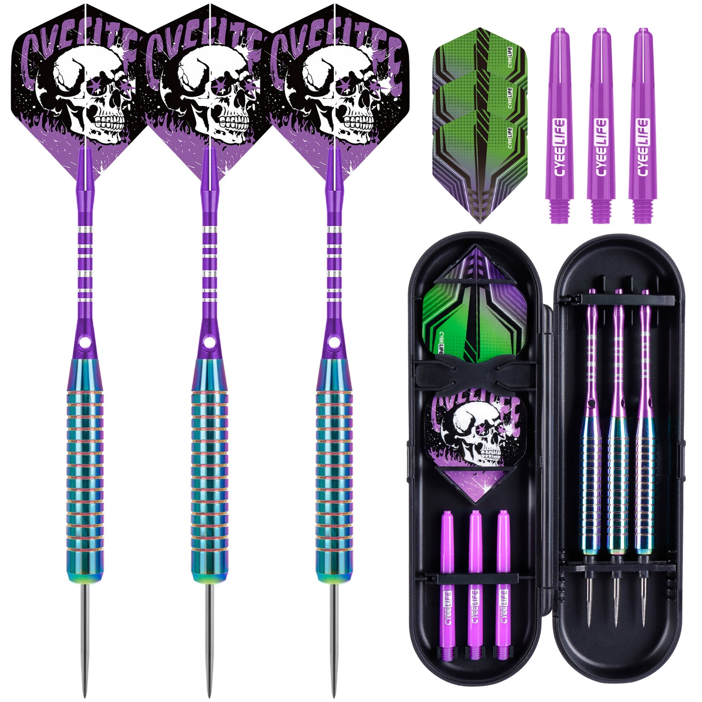 ZF10E 23g Brass Darts Set – Professional 3-Piece Dart Kit with Aluminum & PC Shafts, 6 PTE Flights, Storage Case, 154mm