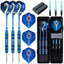 ZF02 24g Brass Steel Tip Darts Set of 3 with Case, 3 Aluminum + 3 PC Shafts, 6 PET Flights, 4 Colors