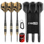ZF10D 26g Black Brass Steel Tip Darts Set of 3, Integrated Flights, Case & Sharpener, 156mm