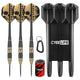 ZF10D 26g Black Brass Steel Tip Darts Set of 3, Integrated Flights, Case & Sharpener, 156mm