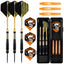 ZF10C 22g Brass Steel Tip Darts Set of 3, 3 Aluminum + 3 PC Shafts, 6 PTE Flights, Case, 169mm