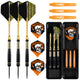 ZF10C 22g Brass Steel Tip Darts Set of 3, 3 Aluminum + 3 PC Shafts, 6 PTE Flights, Case, 169mm
