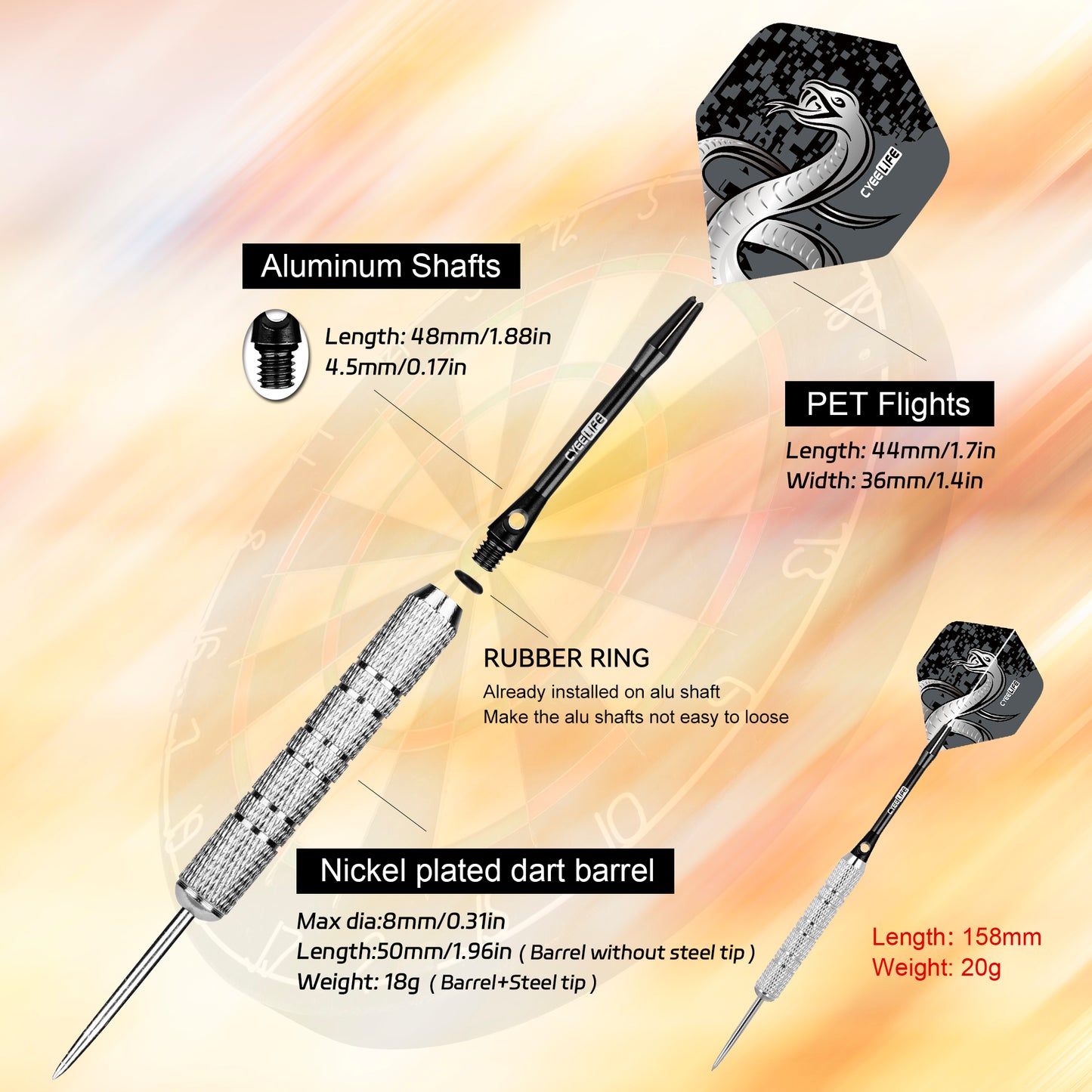 3Pcs steel Tip Darts 20g Professional Hard Darts Throwing Sports Games Aluminum alloy pole steel Tip  Dart