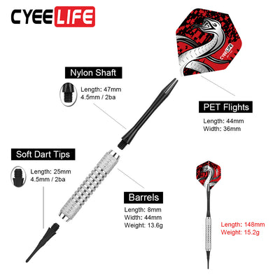 CyeeLife 18g soft darts Aluminium shafts with Rubber Rings Dart holder  carrying case family bar Entertainment Games 3 Colors