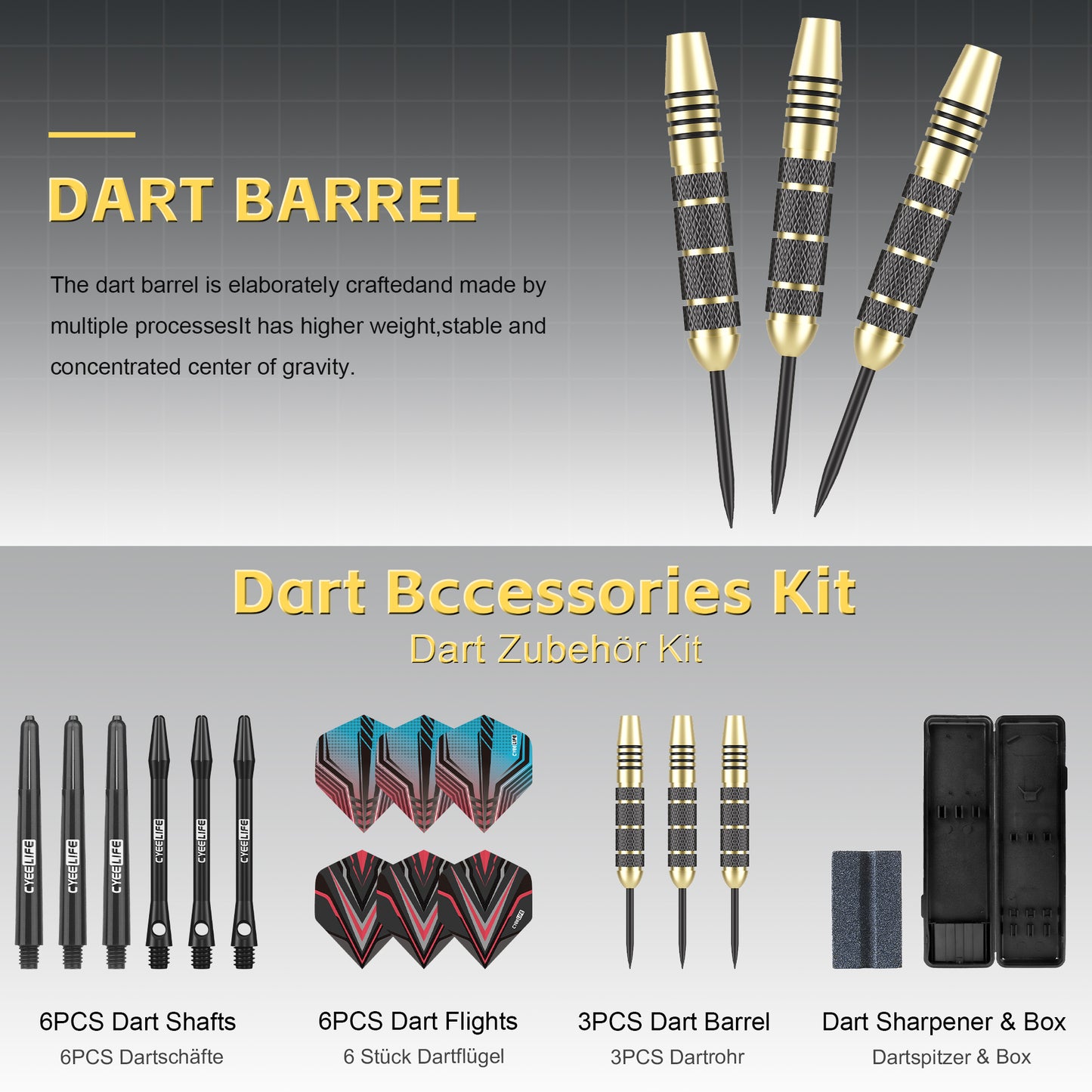 ZF05A Brass steel tip darts set 22g