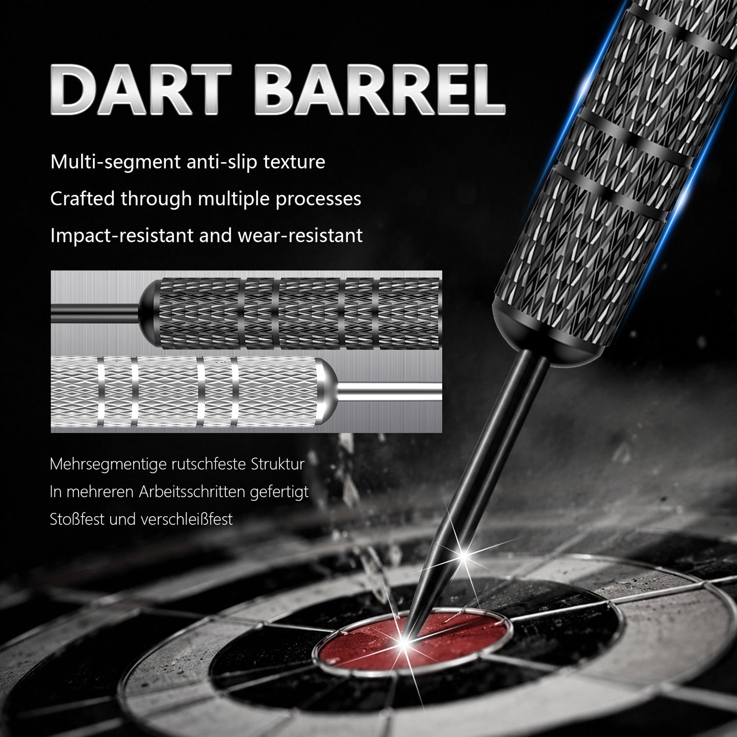 ZB01 -20G Steel Tip Dart Set, Metal Tip Darts with Aluminum Shafts,12 Extra Flights,Dart Tool, Dart Sharpener,Flights Protector,Dart Set