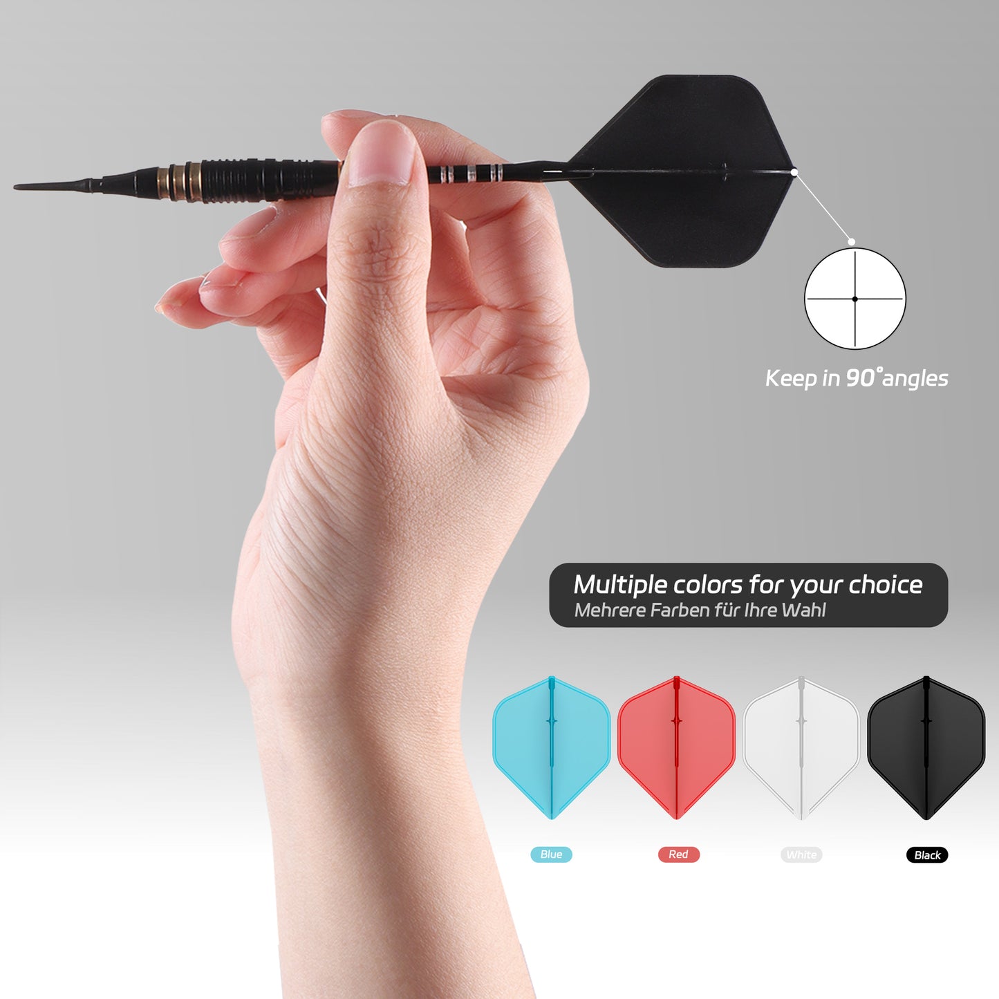 CF04 Molded Dart Flights Black/White/Blue/Red