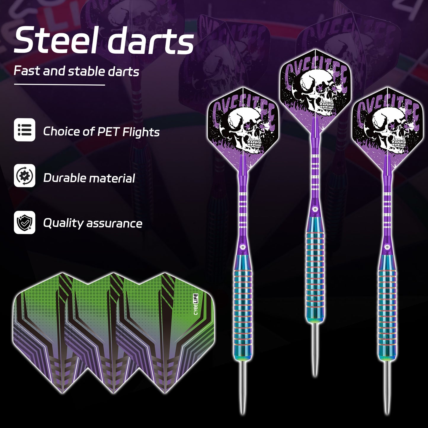 ZF10E 23g Brass Darts Set – Professional 3-Piece Dart Kit with Aluminum & PC Shafts, 6 PTE Flights, Storage Case, 154mm
