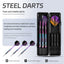 ZF10B 25g Brass Steel Tip Darts Set of 3, 3 Aluminum + 3 PC Shafts, 6 PTE Flights, Case, 166mm