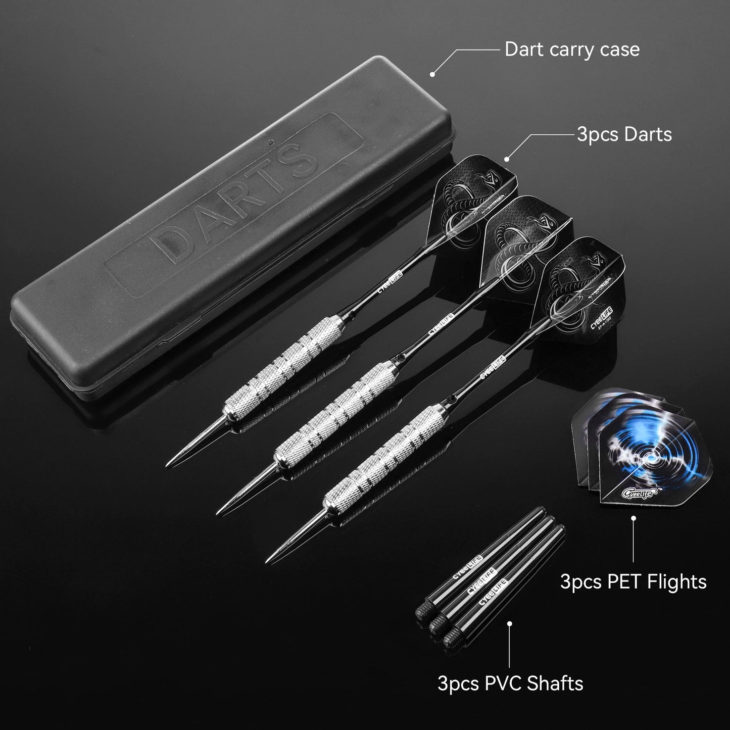 ZB01 Steel tip DARTS SET 20G with plastic dart case and Extra accessories