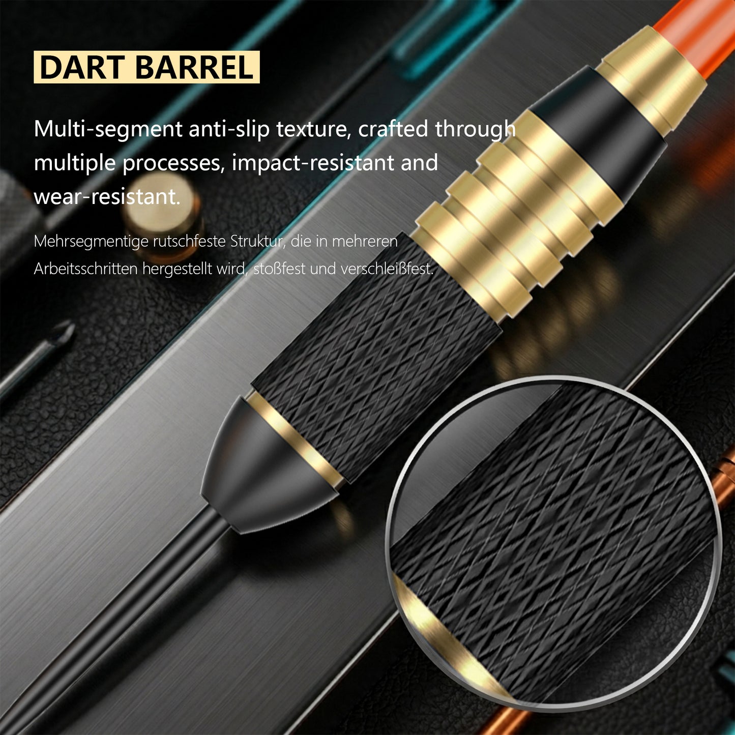 ZF11A 25g Bullet-Shaped Brass Darts Set – Professional 3-Piece Dart Kit with 9 PTE Flights, 9 PC Shafts, Sharpening Stone & Accessories, 129.5mm