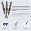 ZF10B 25g Black Brass Steel Tip Darts Set of 3, 3 Aluminum + 3 PC Shafts, 6 PTE Flights, Case & Sharpener, 166mm