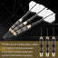 ZF05F 24g Brass Steel Tip Darts Set of 3 with Sharpener, 3 Aluminum + 3 PC Shafts, 6 PTE Flights