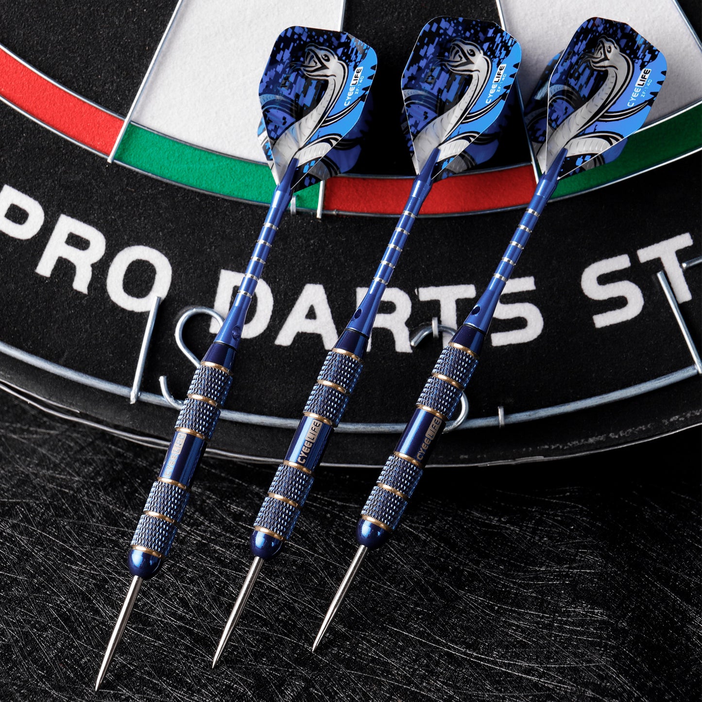 ZF02 24g Brass Steel Tip Darts Set of 3 with Case, 3 Aluminum + 3 PC Shafts, 6 PET Flights, 4 Colors
