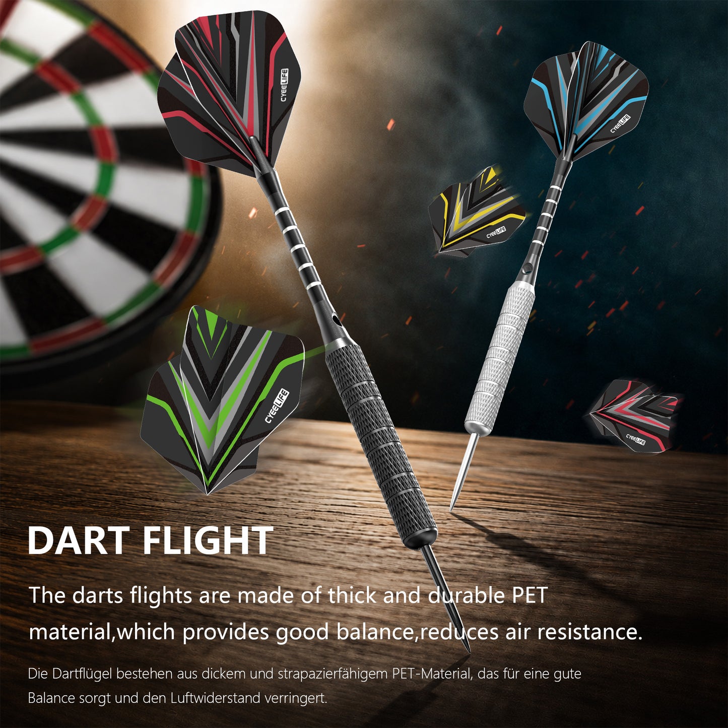 ZB01 -20G Steel Tip Dart Set, Metal Tip Darts with Aluminum Shafts,12 Extra Flights,Dart Tool, Dart Sharpener,Flights Protector,Dart Set