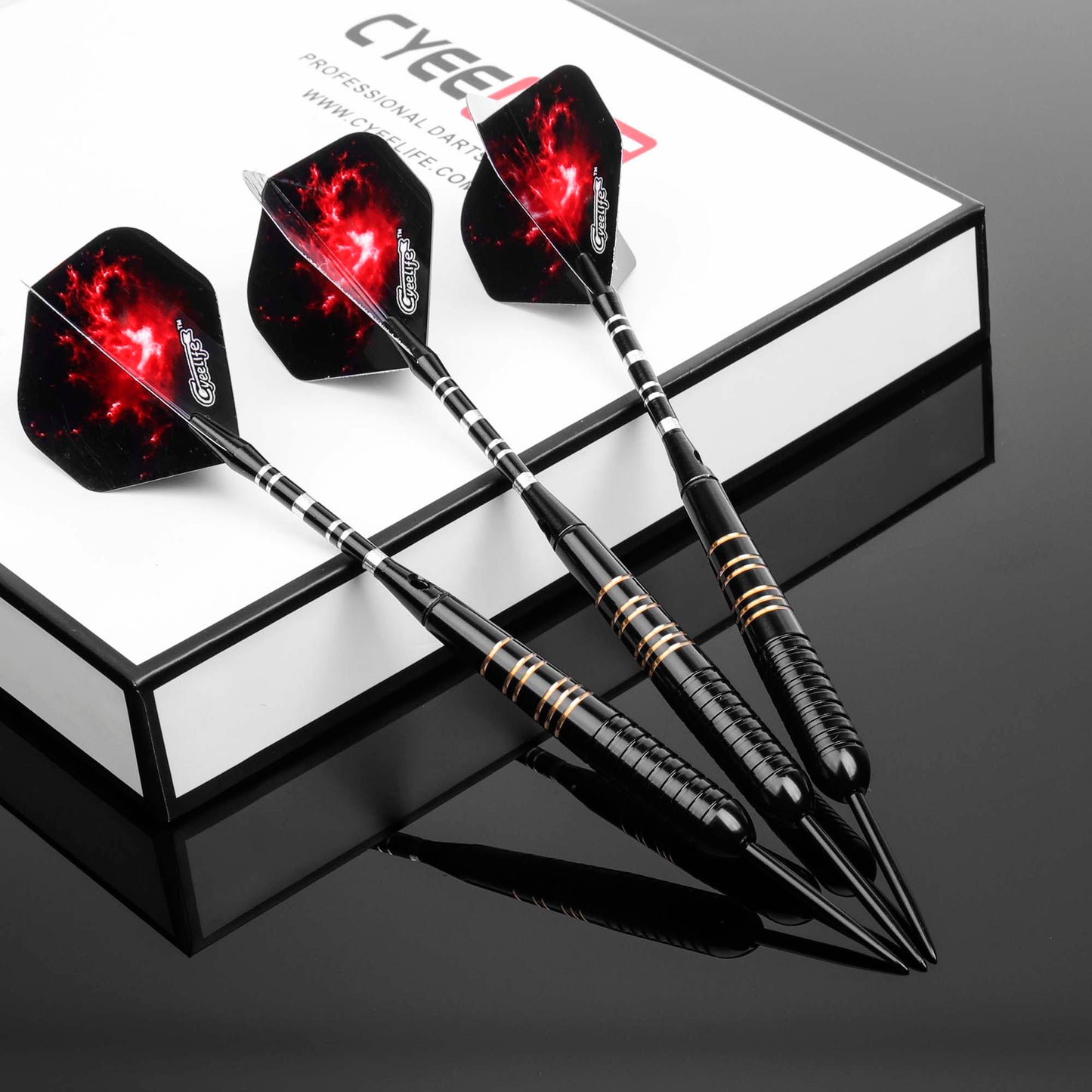 ZF08 26g Brass Steel Tip Darts Set of 3, 3 Aluminum + 3 PC Shafts, 6 PTE Flights