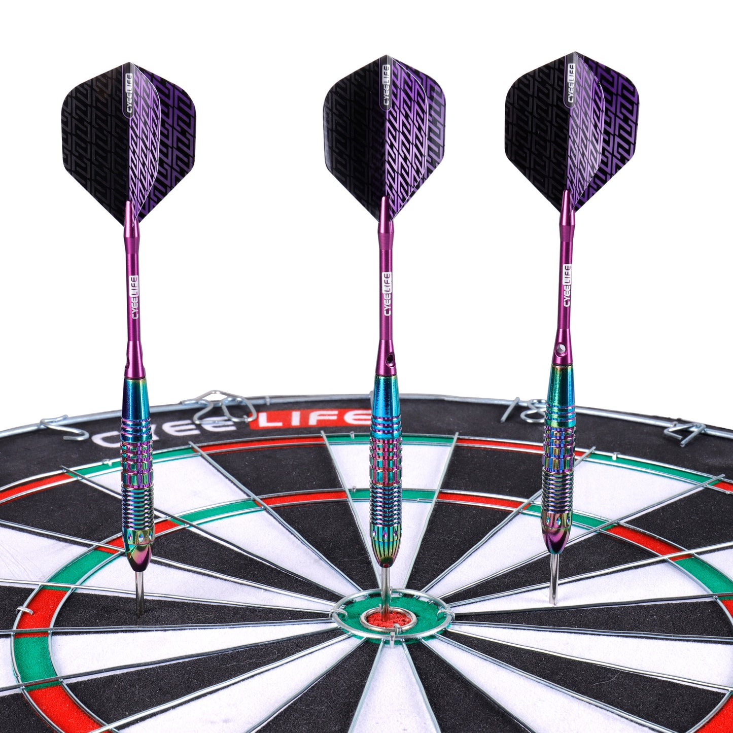ZF10B 25g Brass Steel Tip Darts Set of 3, 3 Aluminum + 3 PC Shafts, 6 PTE Flights, Case, 166mm