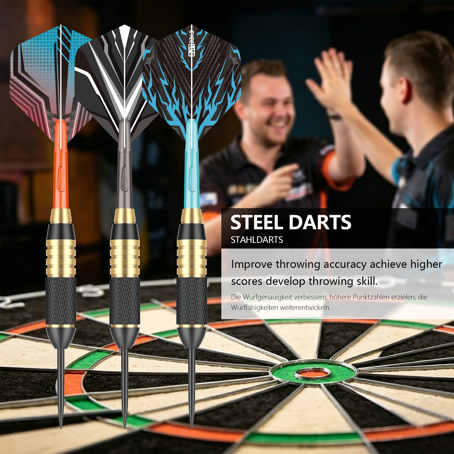 ZF11A 25g Bullet-Shaped Brass Darts Set – Professional 3-Piece Dart Kit with 9 PTE Flights, 9 PC Shafts, Sharpening Stone & Accessories, 129.5mm