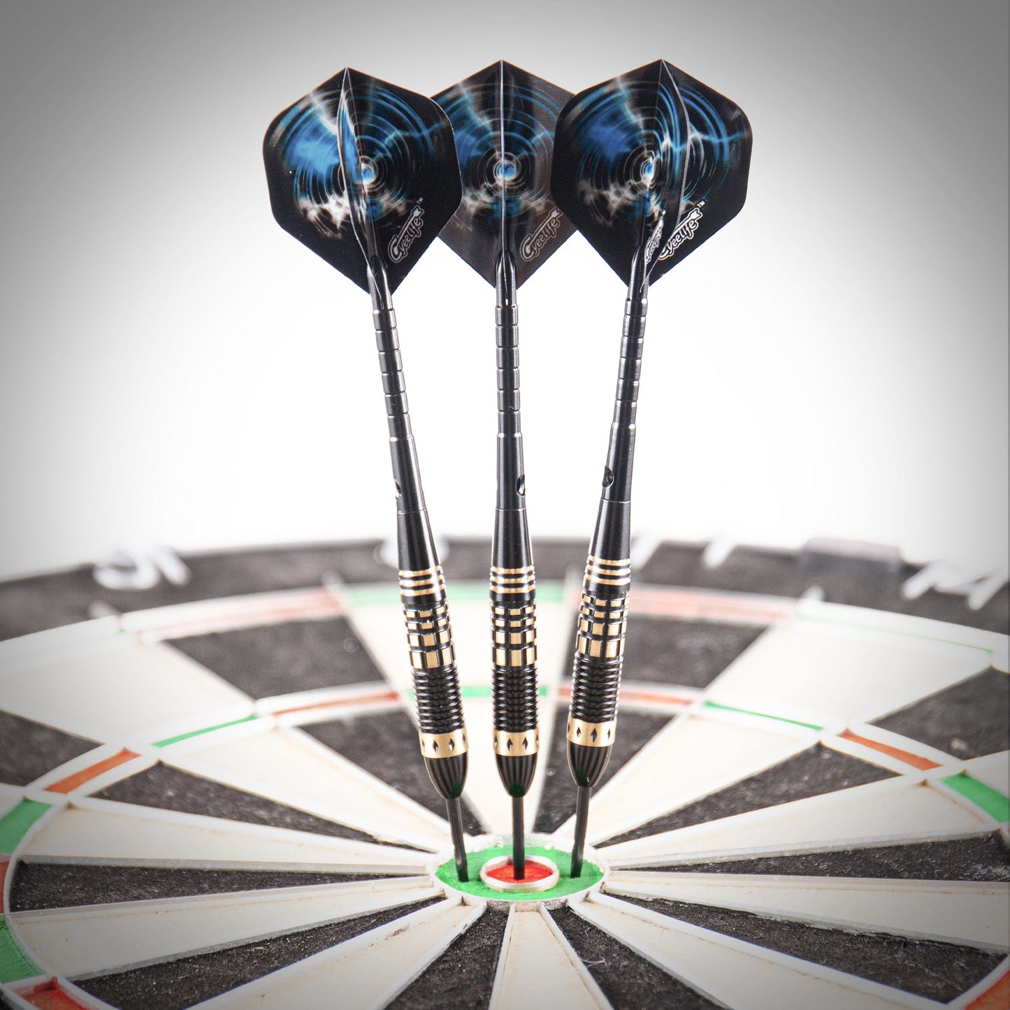 ZF10B 25g Black Brass Steel Tip Darts Set of 3, 3 Aluminum + 3 PC Shafts, 6 PTE Flights, Case & Sharpener, 166mm