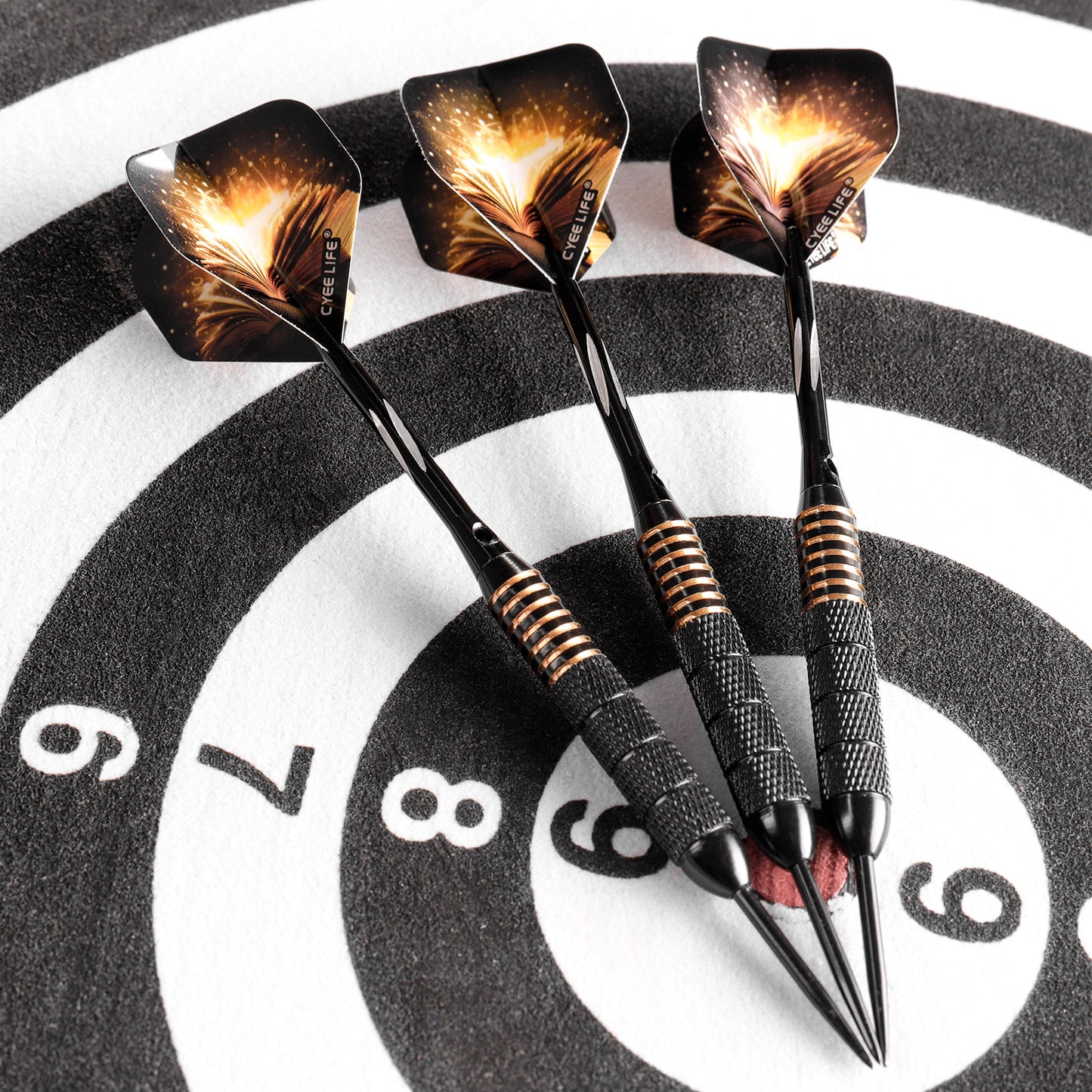 ZF07 26g Brass Steel Tip Darts Set of 3 with Sharpener, 3 Aluminum + 3 PC Shafts, 6 PTE Flights