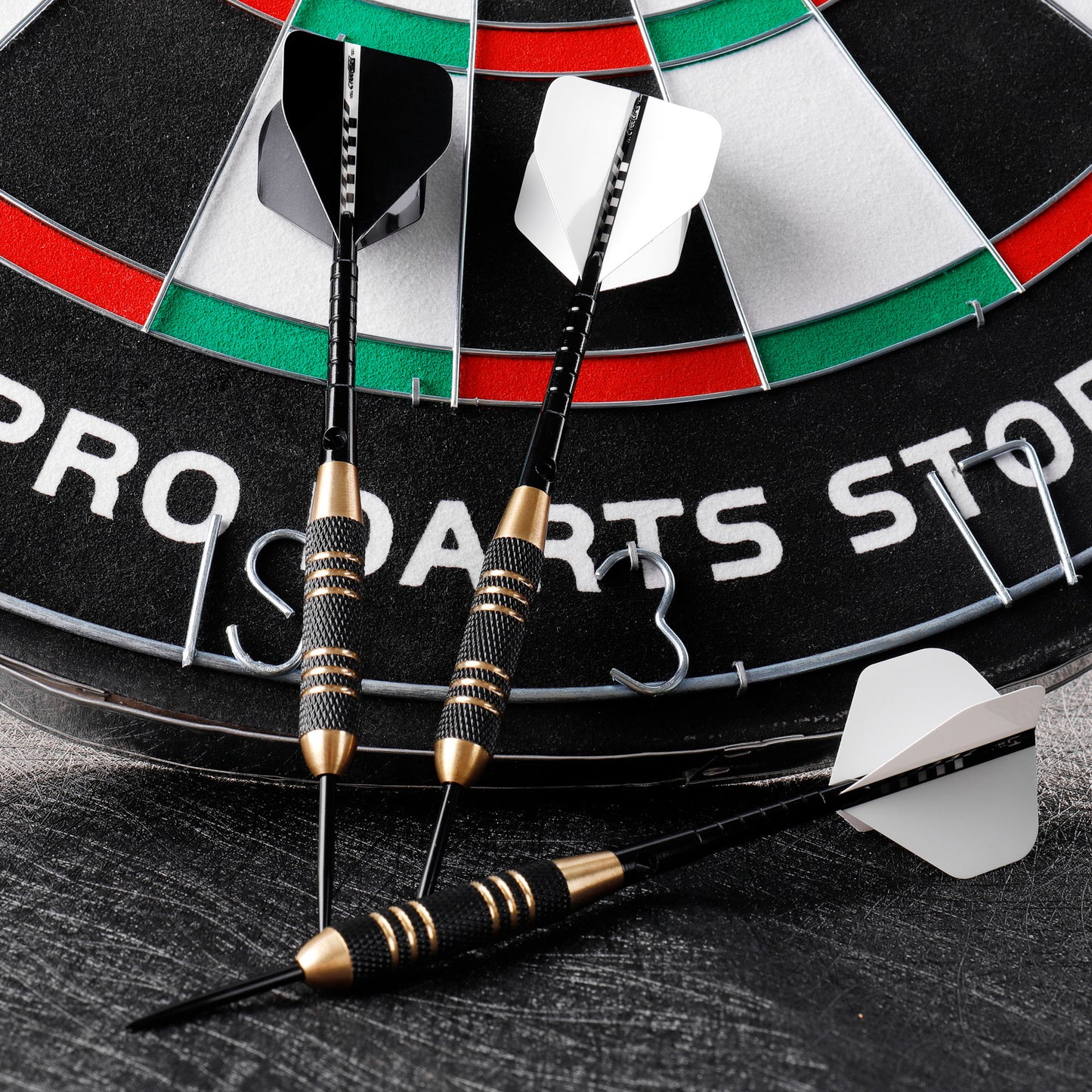 ZF05F 24g Brass Steel Tip Darts Set of 3 with Sharpener, 3 Aluminum + 3 PC Shafts, 6 PTE Flights