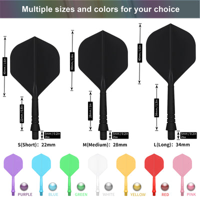 CF02A Plastic Integrated Dart shafts and Flights 3pcs 2BA, S/M/L