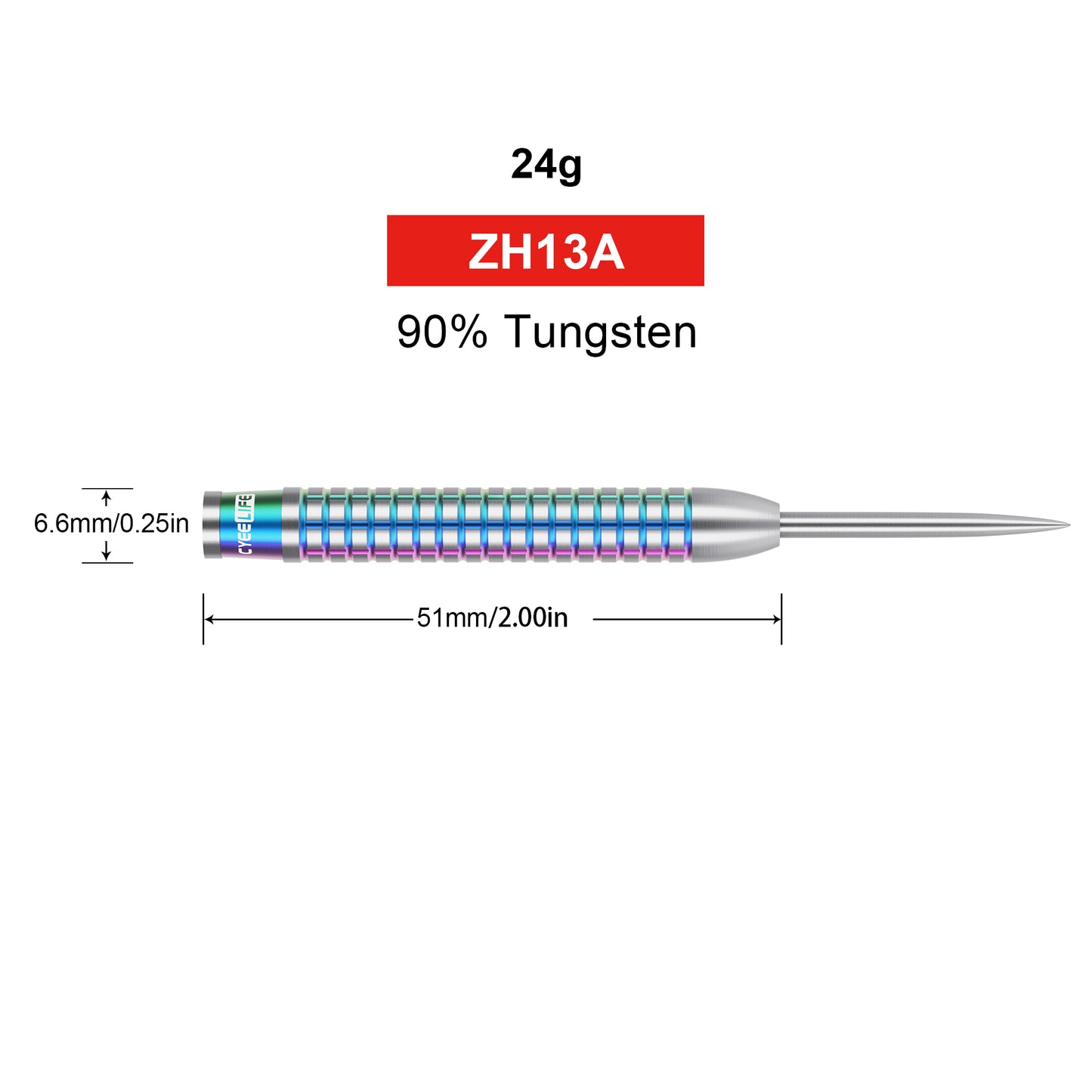 ZH13 24g 90% Professional Tungsten Steel Tip Darts Barrels 3pcs 2BA
