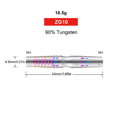 ZG10 16.5g Tungsten soft dart barrels 90% 2BA