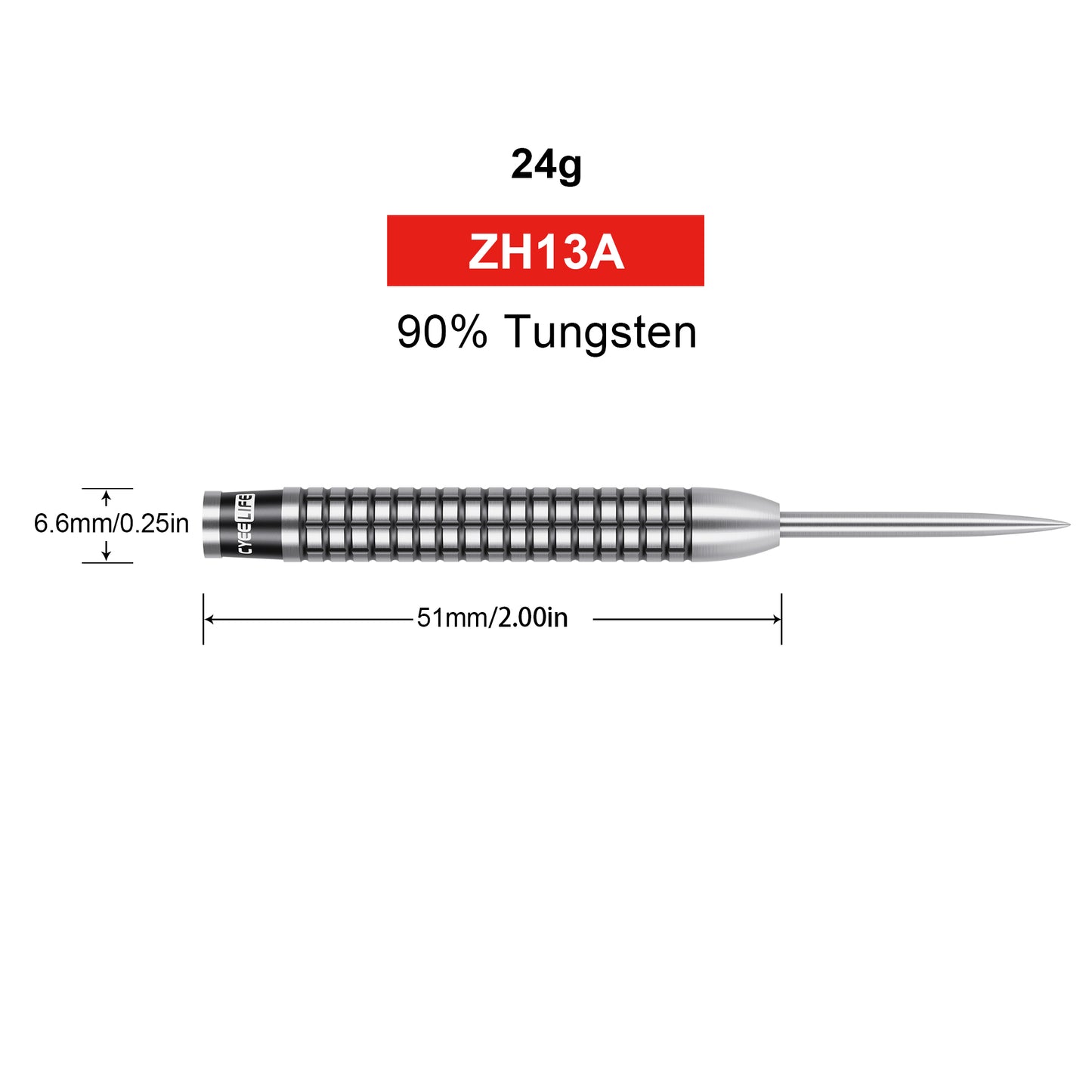 ZH13 24g 90% Professional Tungsten Steel Tip Darts Barrels 3pcs 2BA