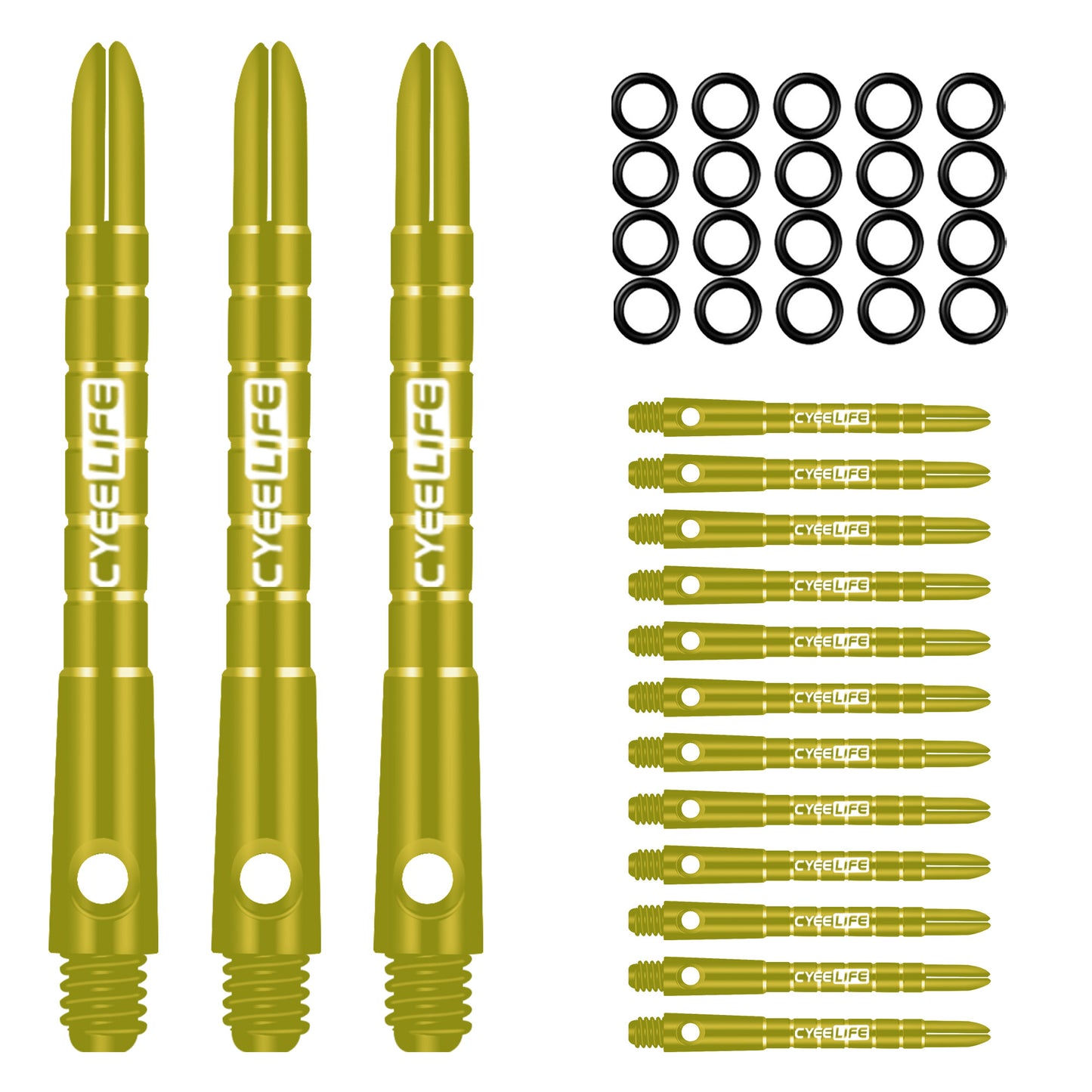 Arbres de fléchettes Pro en aluminium ZS01B, 15 pièces (5 jeux) + 20 joints toriques en caoutchouc 40/48mm (moyen/long), 5 couleurs