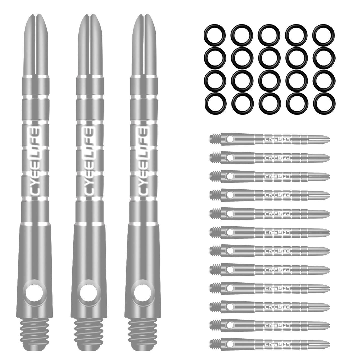 ZS01B Pro Dart Shafts Aluminum 15pcs(5 Sets)+20pcs Rubber O Rings 40/48mm(Medium/Long) 5 Colour