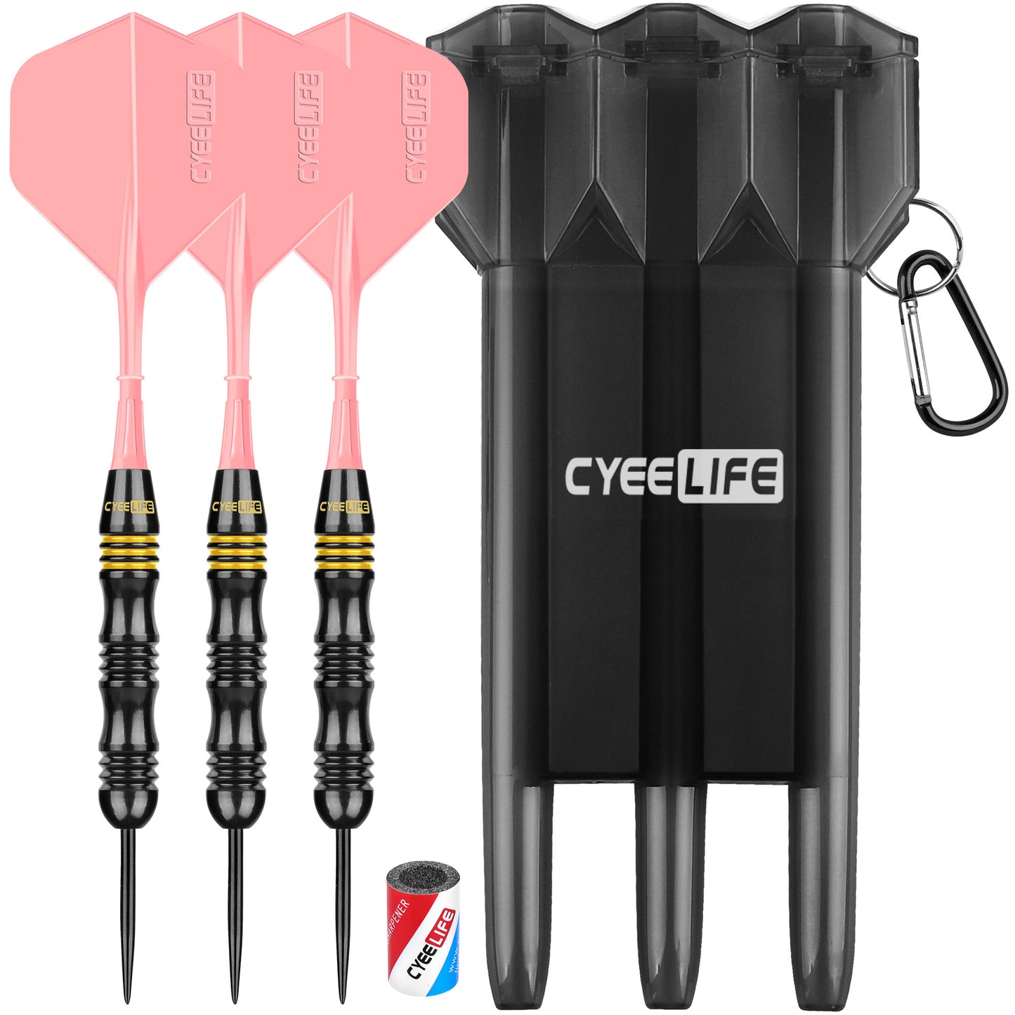 24g Brass Steel Tip Darts With Carry Case and sharpener,7 colors