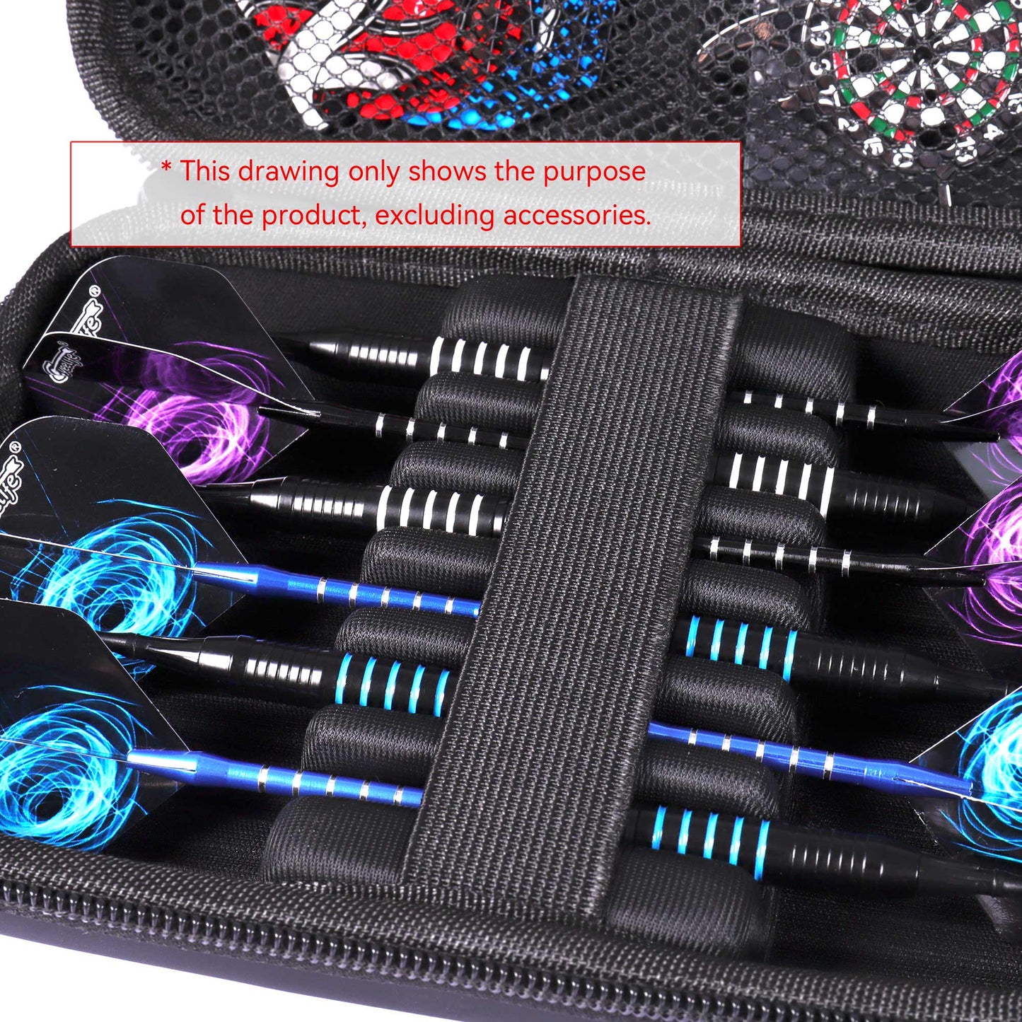 ZX03B PU Dart Carry case For 6 Darts(Only case),black/blue